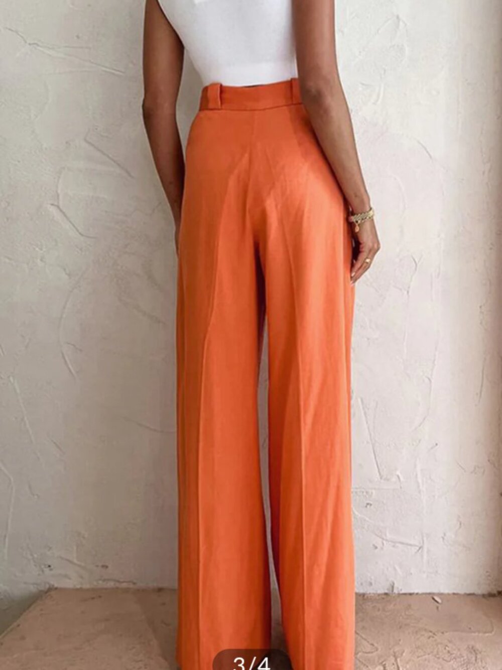 Commense Relaxed Fit Vitamin C Linen Cotton Wide Leg Pants - Picture 3 of 8